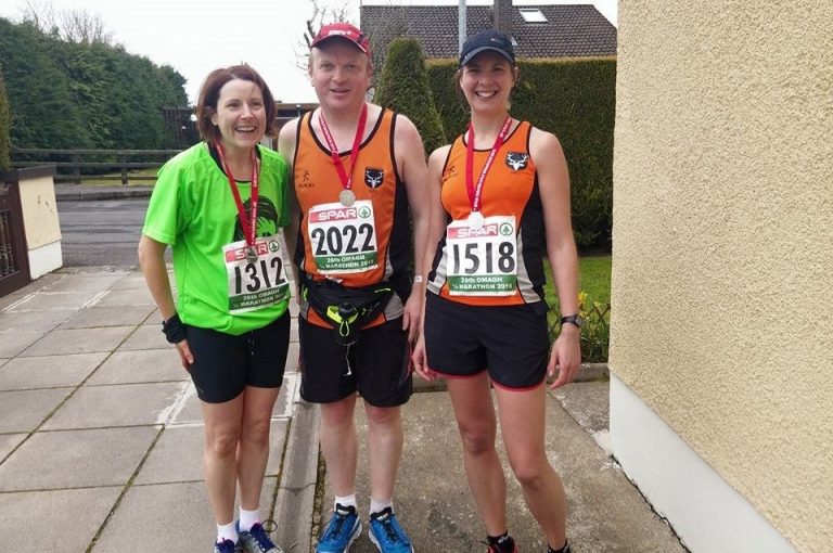 Anne Moore, Michael O'Donoghue and Sarah Steer looking very fresh after running the Omagh Half Marathon